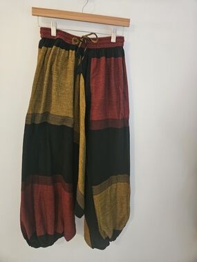 Harem Pants Wide Leg Color Block Boho Flowy Yoga Meditation S